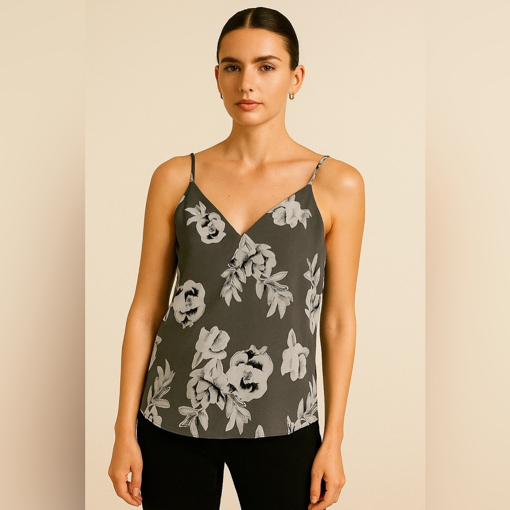 Babaton Floral Tank Top in Black and Gray